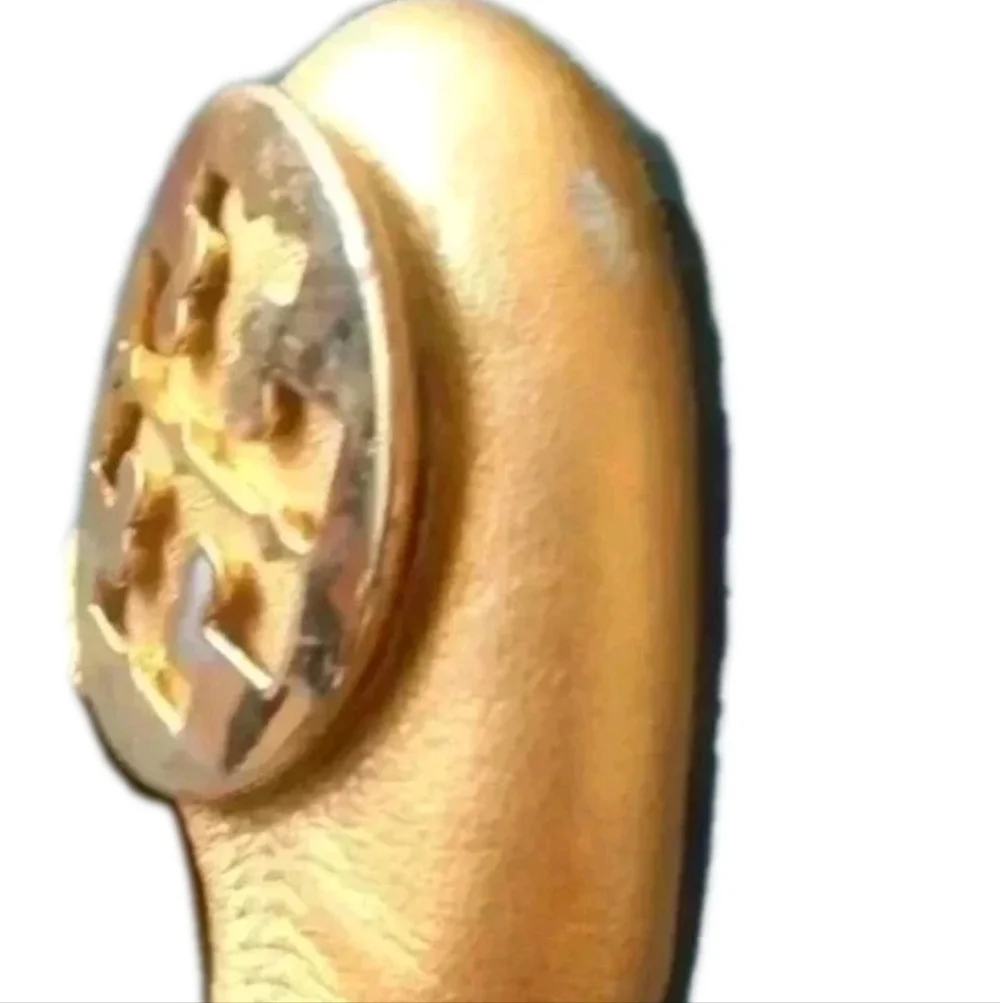 Tory Burch Womens Reva Metallic Gold Leather Ballerina RARE Statement Flats 9.5